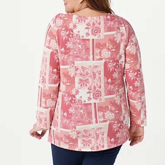 Denim & Co. Heavenly Printed Jersey Boat Neck Tunic - Picture 2 of 5